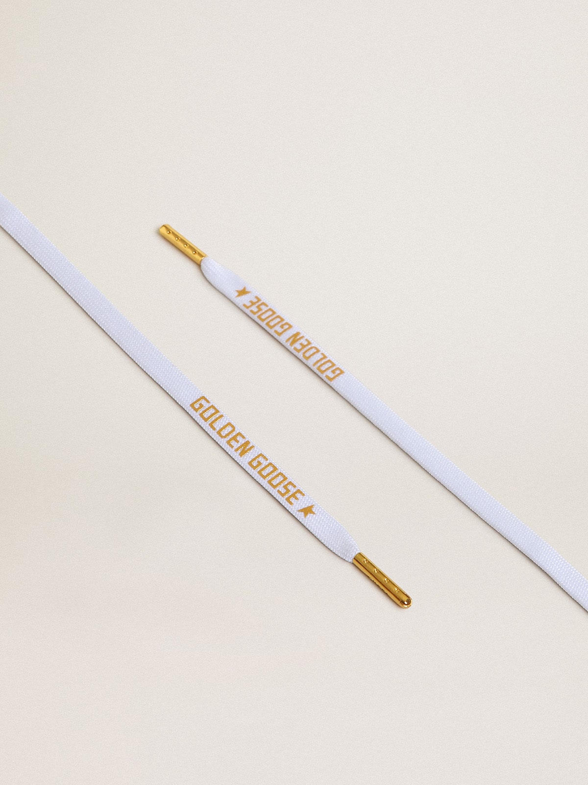 White cotton laces with contrasting gold logo| Golden Goose