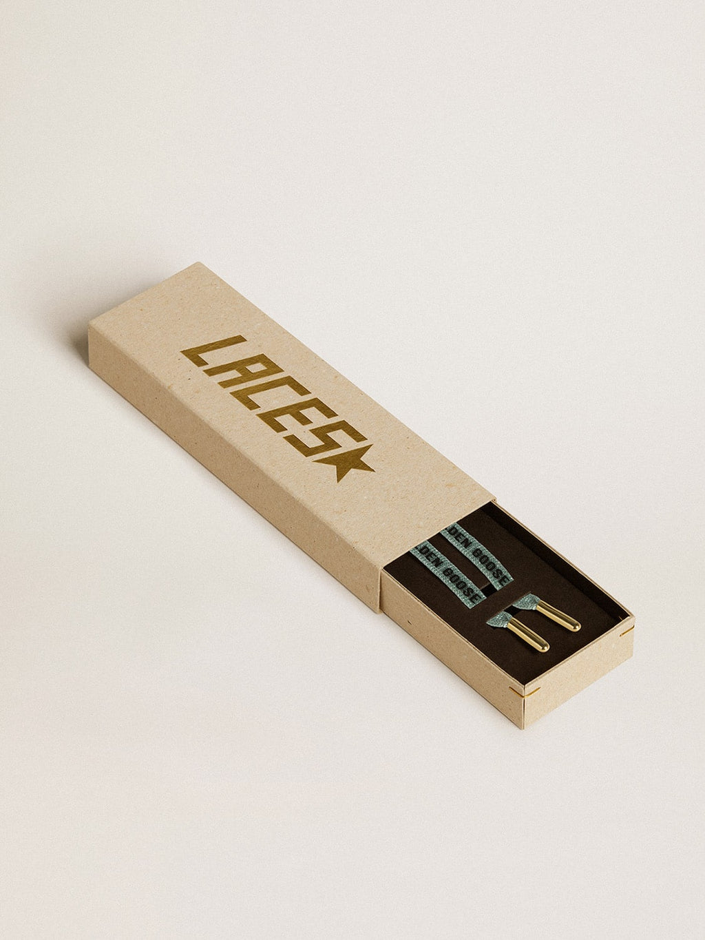 Gray Lurex laces with contrasting black logo| Golden Goose