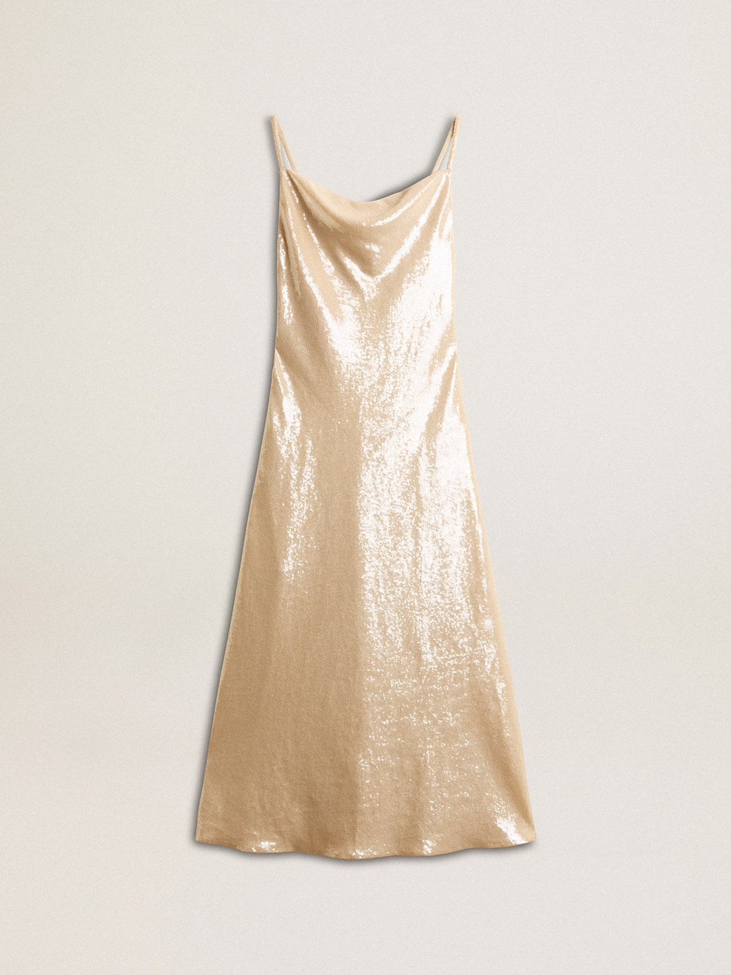 Sleep dress in parchment-colored sequins