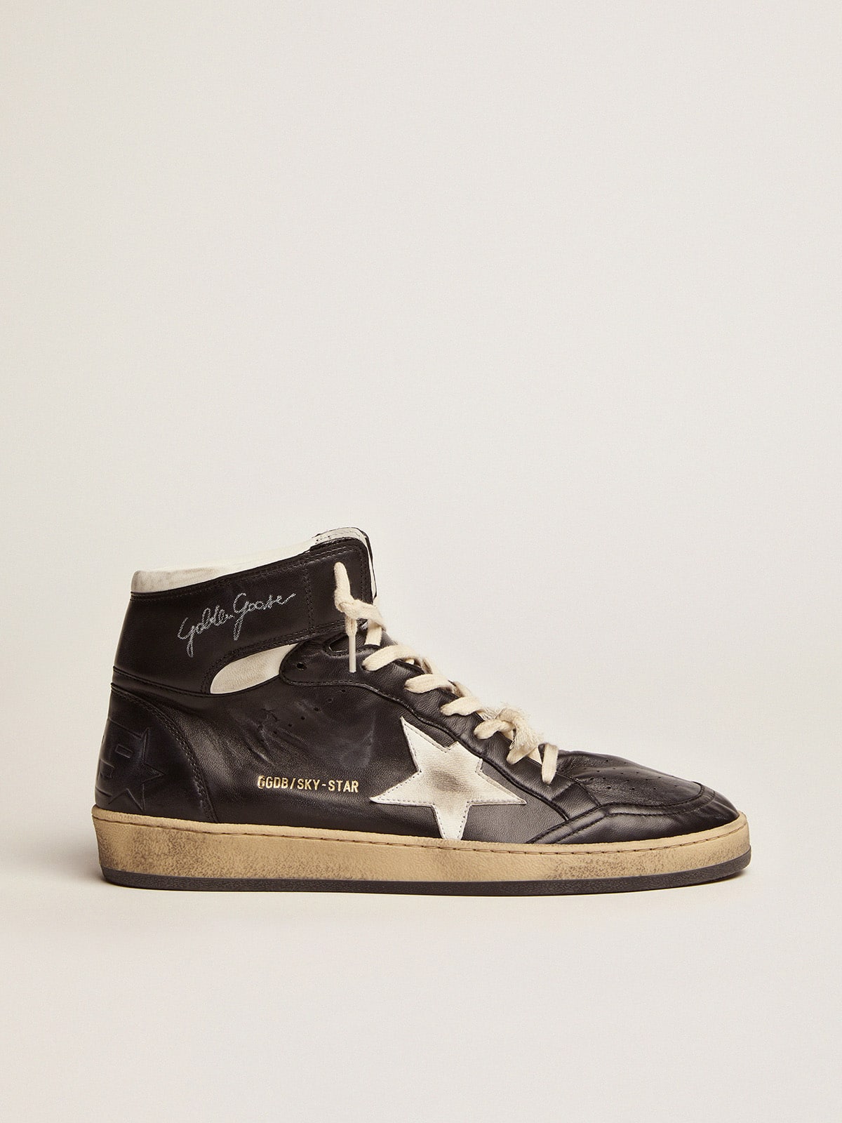 Men's Sky-Star in black nappa with white star| Golden Goose