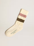 Socks in aged white with multicolor stripes| Golden Goose