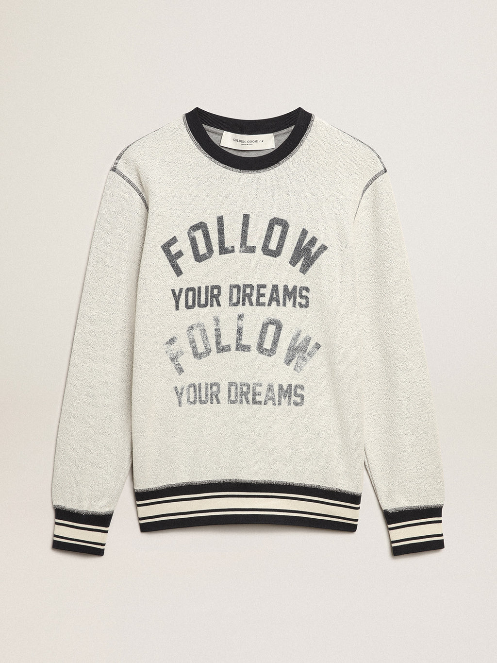 Gray round-neck sweatshirt with lettering| Golden Goose