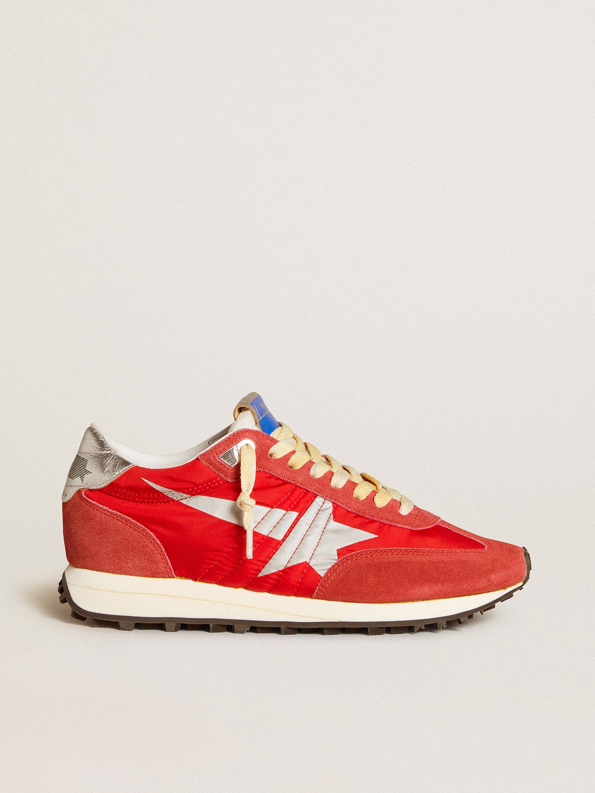 Women's Marathon with red nylon upper and silver star| Golden Goose