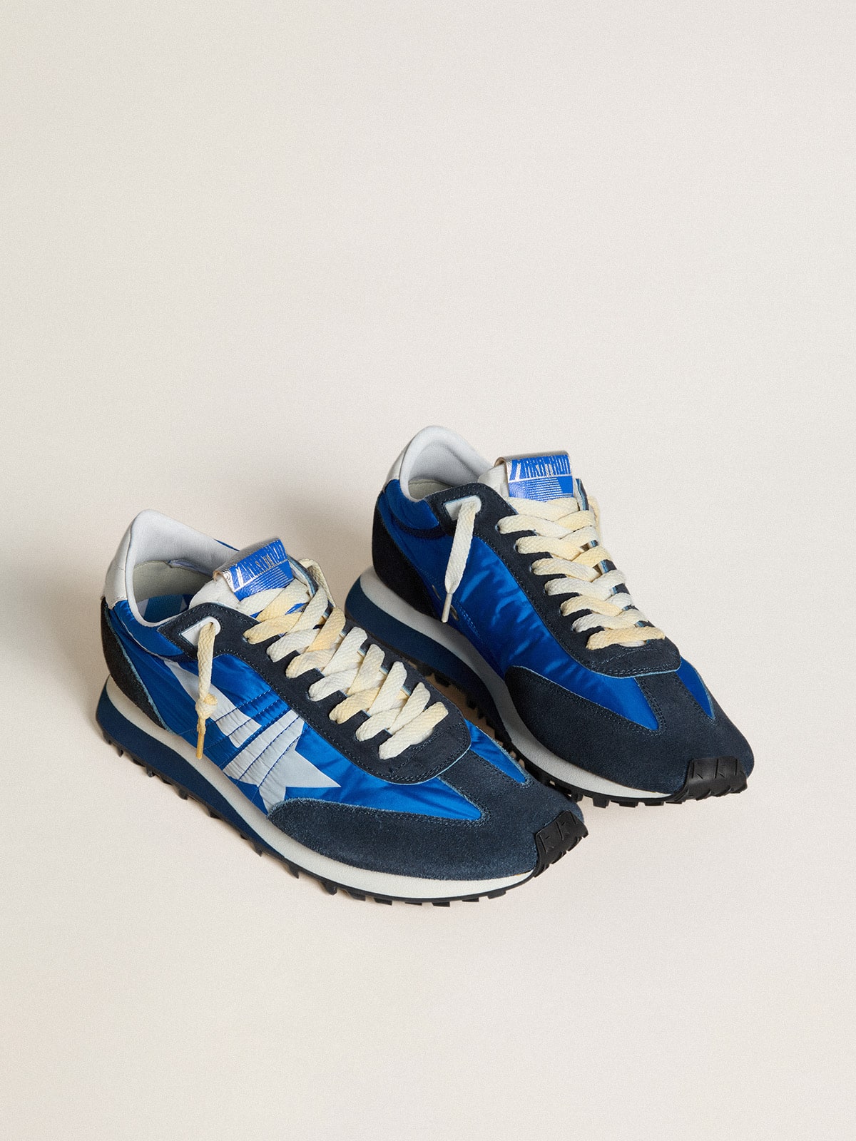 Men's Marathon with blue nylon upper and white star| Golden Goose