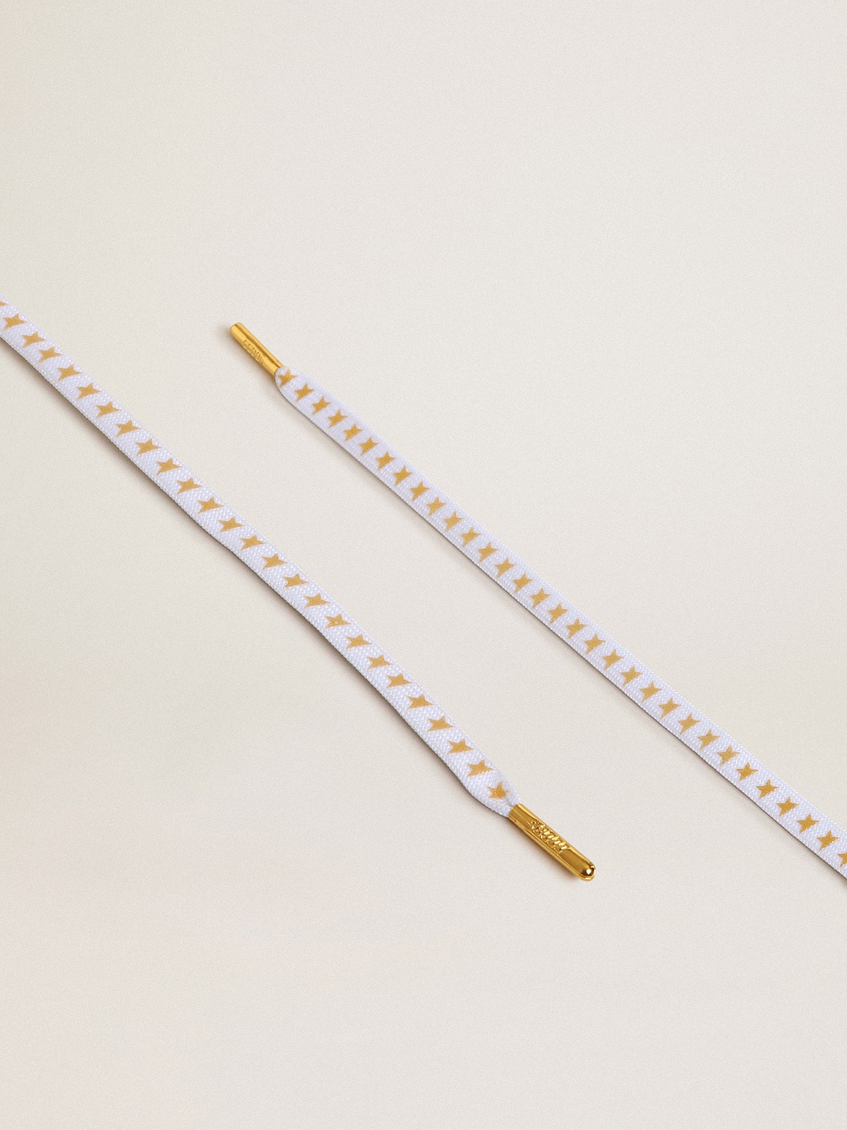 White cotton laces with contrasting gold stars| Golden Goose