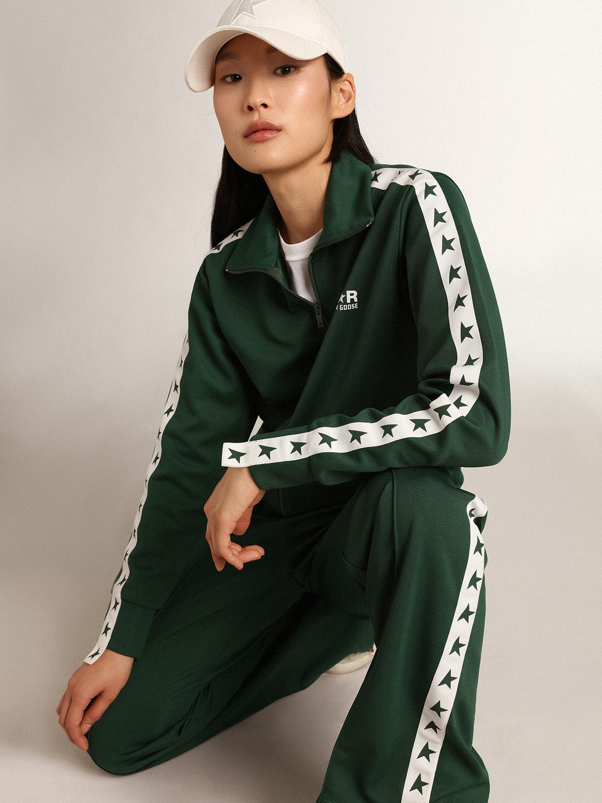 Women's bright green zipped sweatshirt| Golden Goose