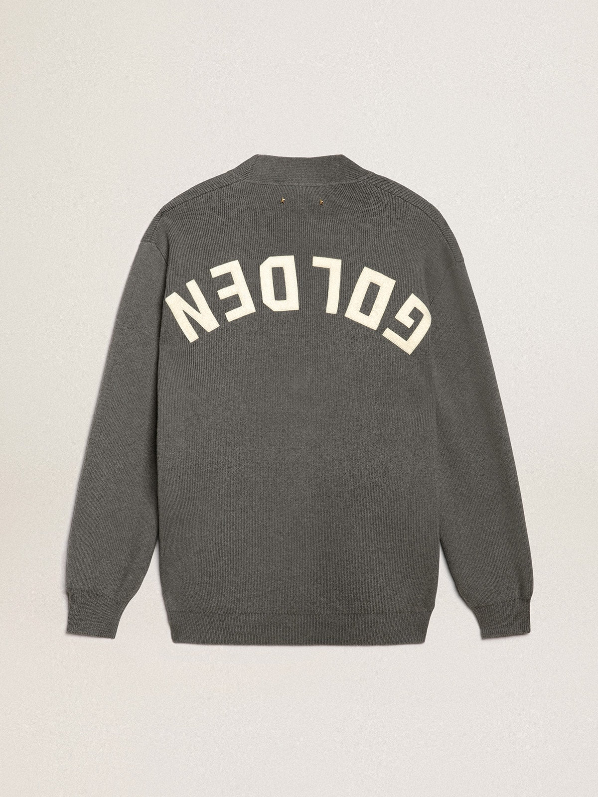 Men's grey cotton cardigan with buttons| Golden Goose